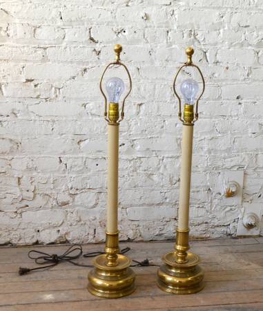 Pair Vintage Stiffel Brass Candlestick Style Table Lamps–  ReclaimedLuxuryChicago