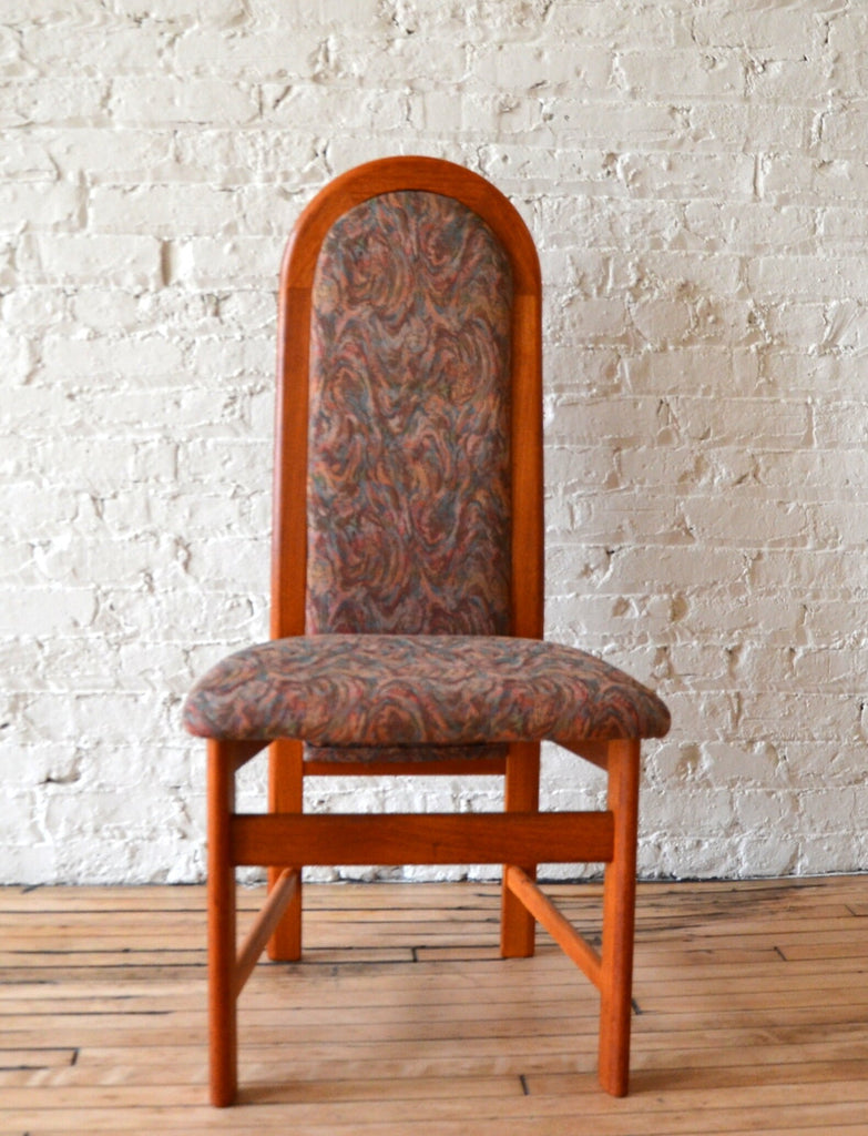 MCM Sculpted Upholstered High-Back Danish Teak Dining Chairs