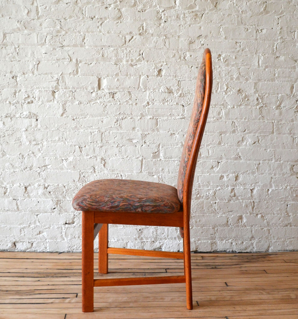 MCM Sculpted Upholstered High-Back Danish Teak Dining Chairs