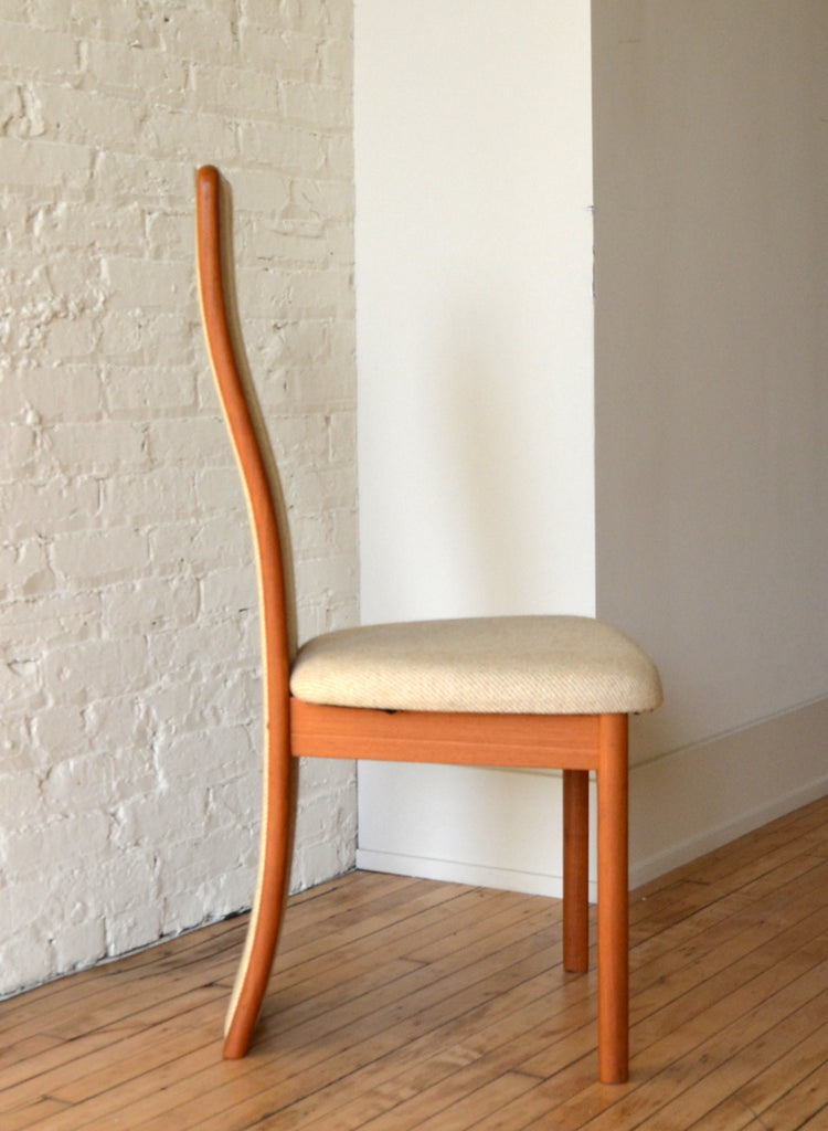 MCM Benny Linden Sculpted High-Back Danish Teak Dining Chairs