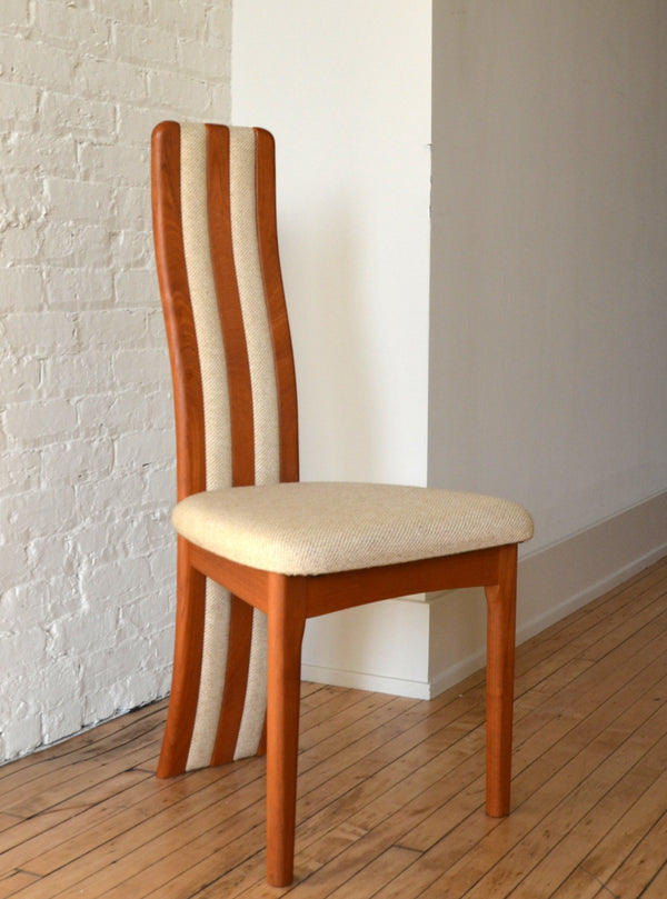 MCM Benny Linden Sculpted High-Back Danish Teak Dining Chairs