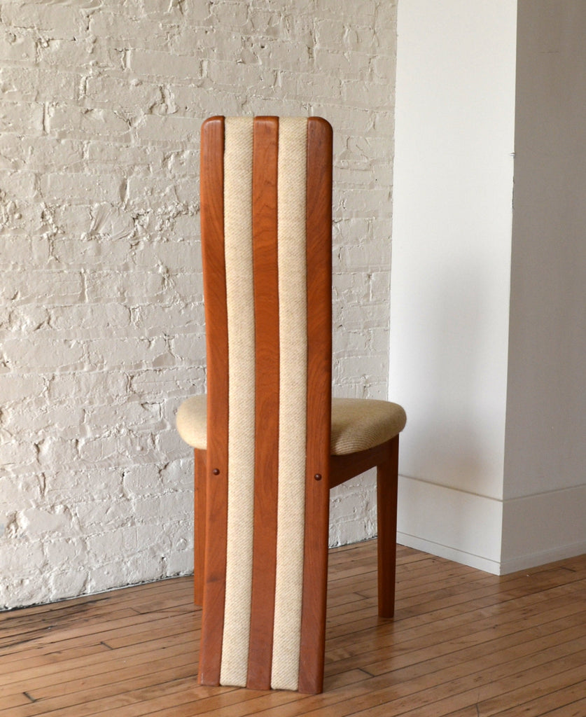 MCM Benny Linden Sculpted High-Back Danish Teak Dining Chairs